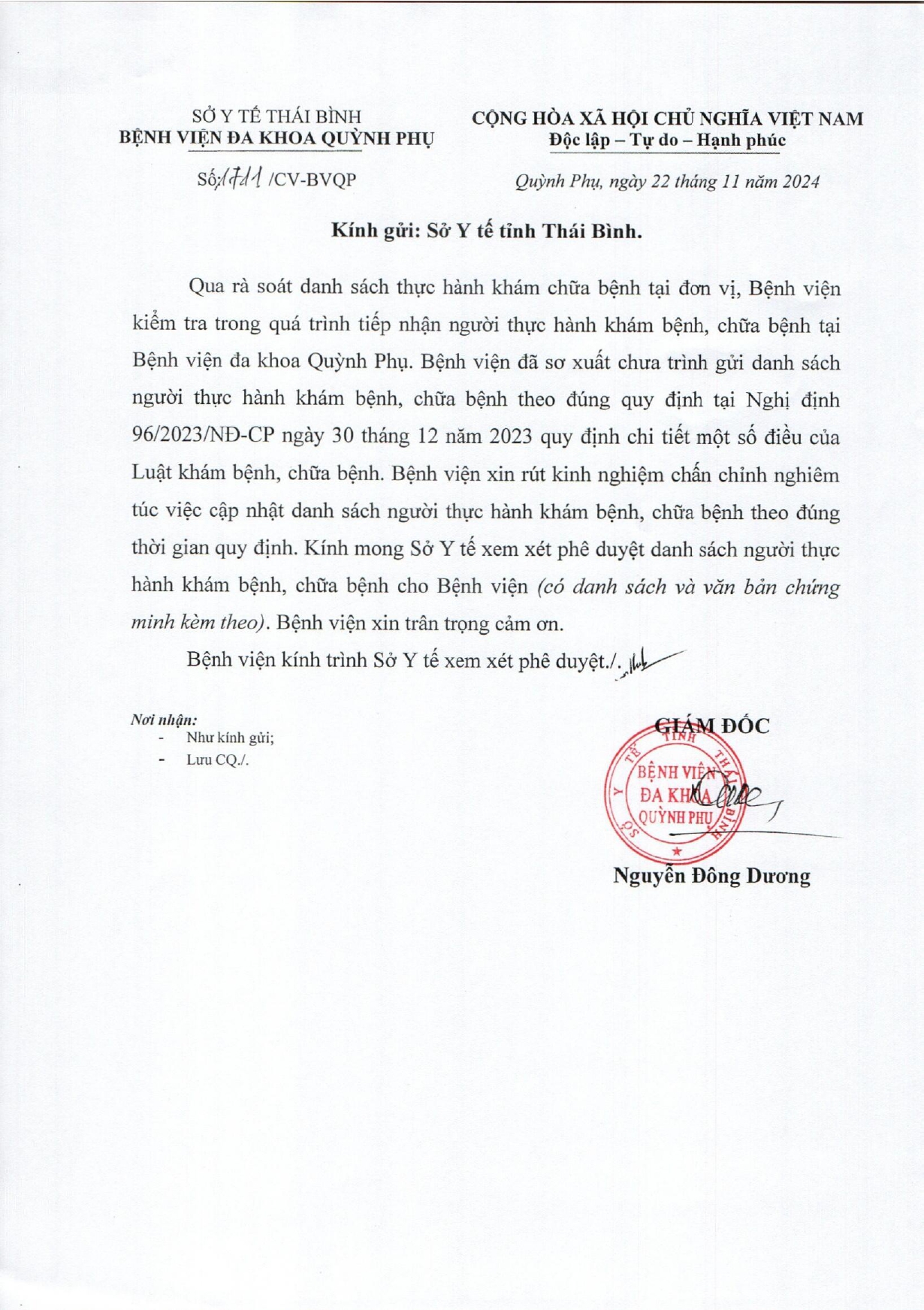 Danh sách người thực hành khám bệnh, chữa bệnh
