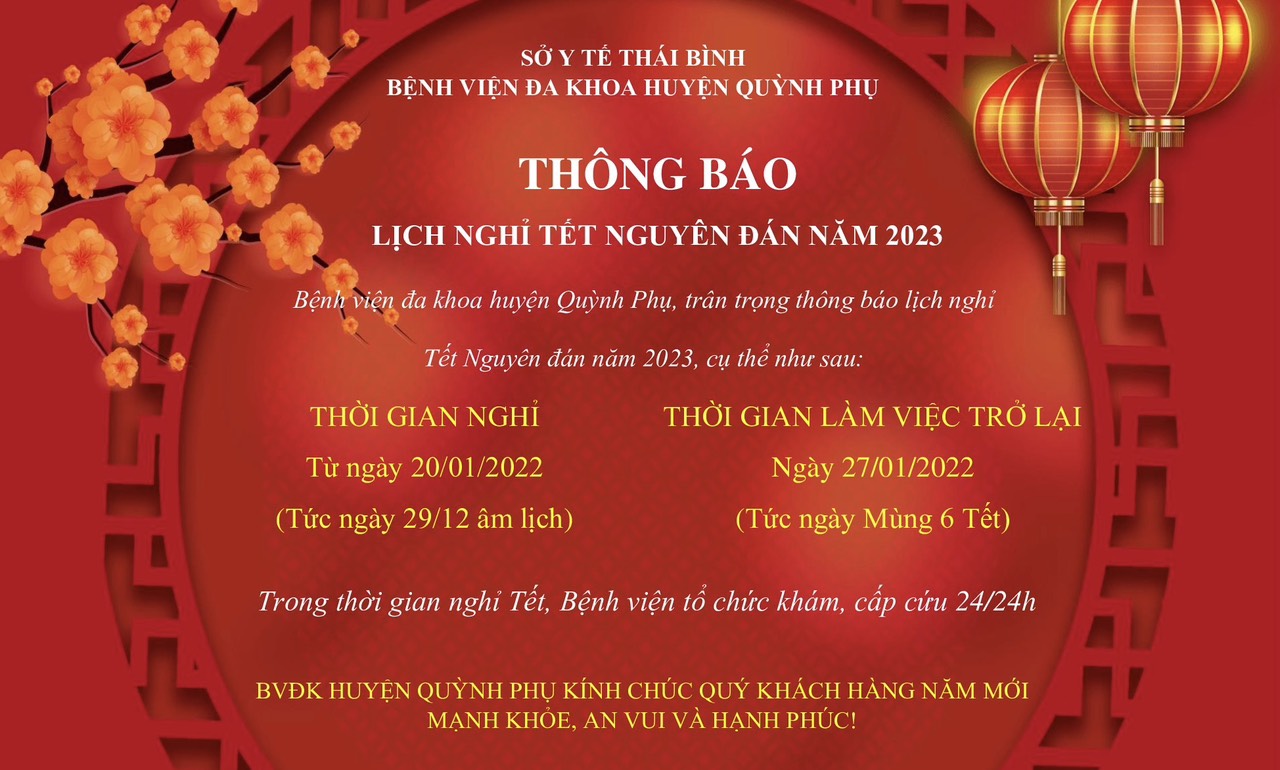 Thông báo lịch nghỉ Tết Nguyên đán 2023